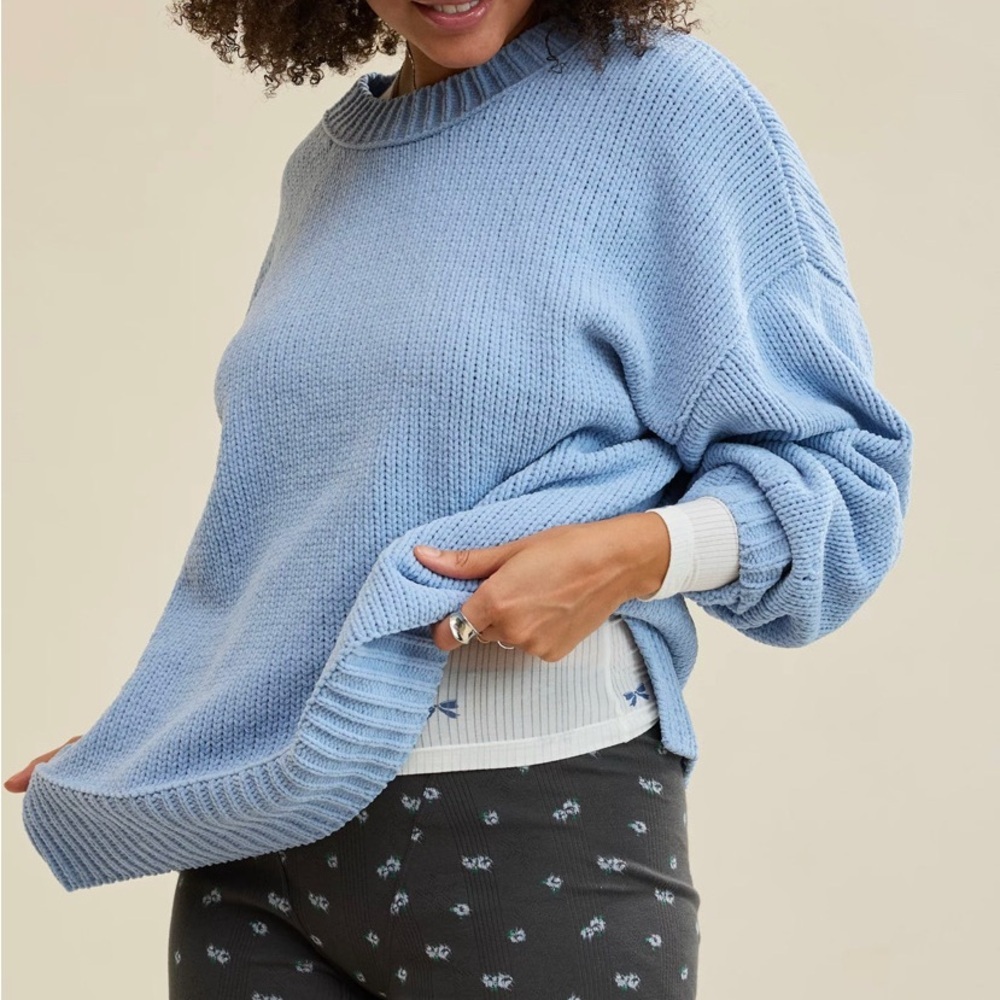 Aerie Light Blue Crew Neck Sweater S - Picture 5 of 10
